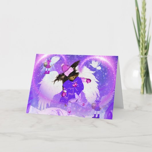 恋人のスノーエンジェル グリーティングカード (正面)