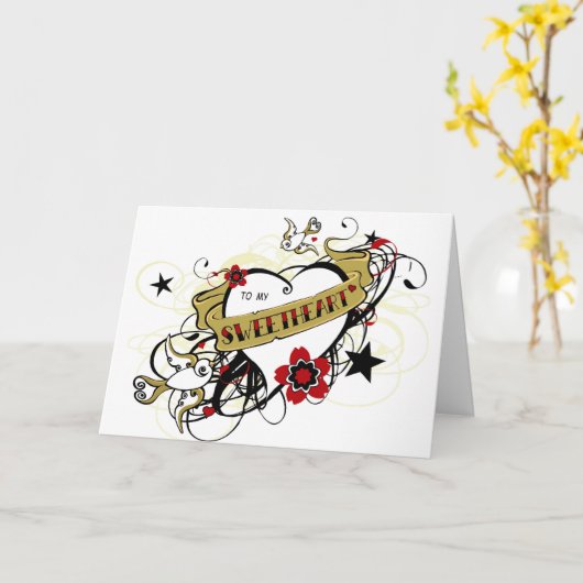 恋人のタトゥー挨拶カード カード (黄色い花)