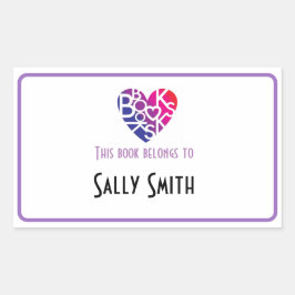 恋人のハート®本恋人の蔵書票 長方形シール