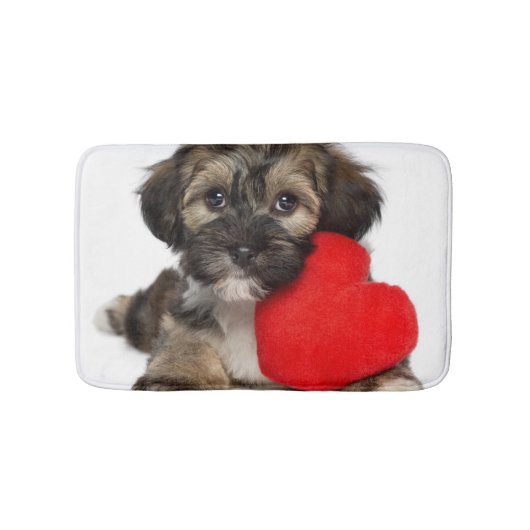 恋人のバレンタインのHavaneseの小犬 バスマット (正面)