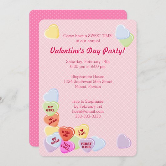 恋人のバレンタインキャンデー 招待状 (正面/裏面)