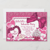 恋人のバレンタインデーのパーティー 招待状 (正面)