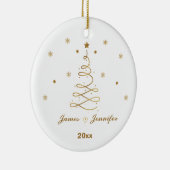 恋人のパーソナライズされたためのカップルのクリスマス セラミックオーナメント (右)