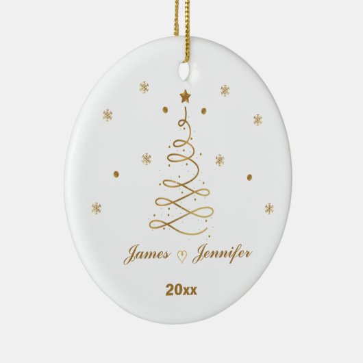 恋人のパーソナライズされたためのカップルのクリスマス セラミックオーナメント (右)