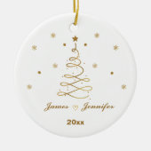 恋人のパーソナライズされたためのカップルのクリスマス セラミックオーナメント (正面)