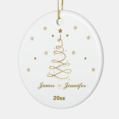 恋人のパーソナライズされたためのカップルのクリスマス セラミックオーナメント (左)
