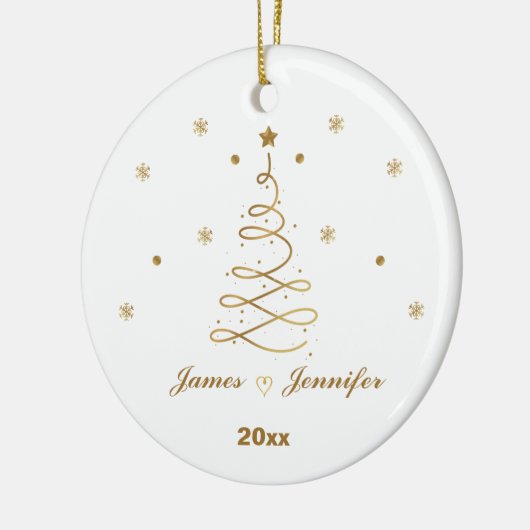 恋人のパーソナライズされたためのカップルのクリスマス セラミックオーナメント (左)