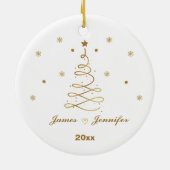 恋人のパーソナライズされたためのカップルのクリスマス セラミックオーナメント (裏面)