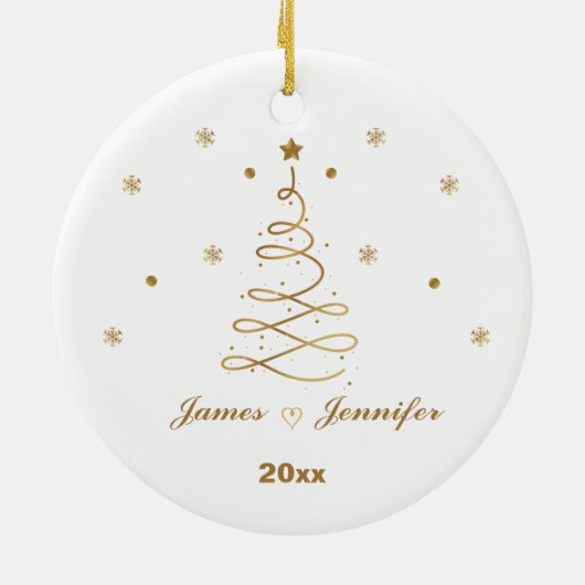 恋人のパーソナライズされたためのカップルのクリスマス セラミックオーナメント (裏面)