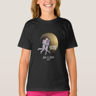 恋人のパーソナライズ宇宙デザイン Tシャツ