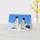 恋人のペンギン カード (黄色い花)