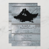 恋人のボートの結婚式招待状を採取するヴィンテージ 招待状 (正面/裏面)
