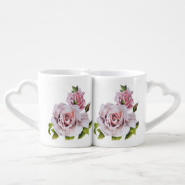 恋人のマグセットの彫刻バラ ペアカップ