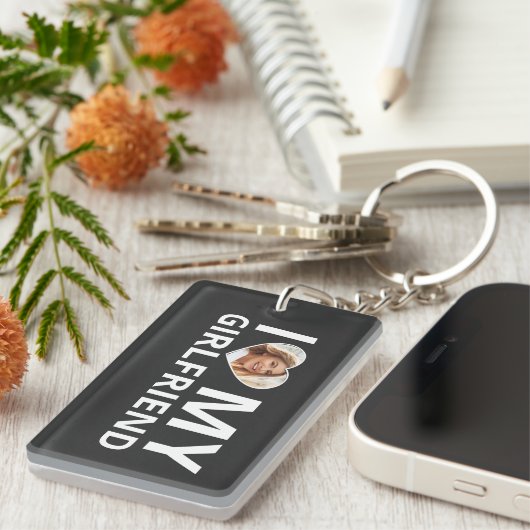 恋人の写真の恋人が好きおもしろい キーホルダー (正面右)