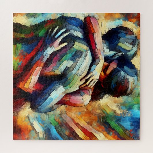 恋人の抱擁ai油絵を描スタイル ジグソーパズル (横)
