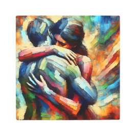 恋人の抱擁ai油絵を描スタイル メタルプリント