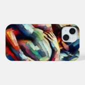恋人の抱擁ai油絵を描スタイル iPhone 15ケース (裏面横)