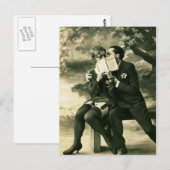 恋人の秘密セクシーヴィンテージピンアップカップル愛 ポストカード (正面/裏面)