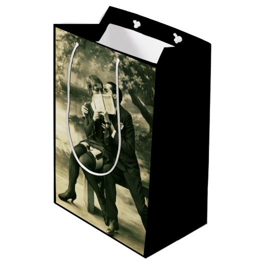 恋人の秘密セクシーヴィンテージピンアップカップル愛 ミディアムペーパーバッグ (裏面アングル)