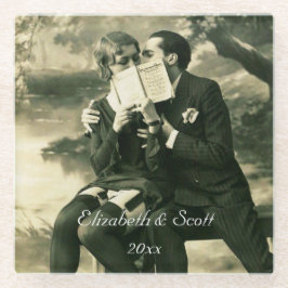 恋人の秘密セクシーヴィンテージピンアップカップル結婚ズ ガラスコースター