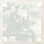 恋人の秘密セクシーヴィンテージピンアップカップル結婚ズ ガラスコースター (裏面)