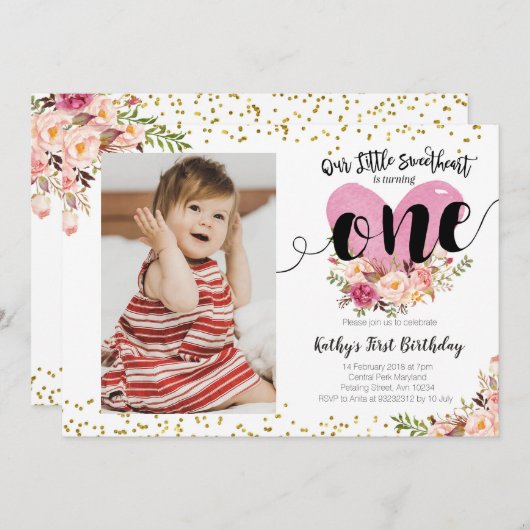 恋人の誕生日パーティーの招待状 招待状 (正面/裏面)