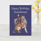 恋人の野生の事の誕生日のおもしろいのコヨーテ動物 カード (黄色い花)