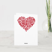 恋人へのバレンタインデーの花のハートカード カード (裏面)