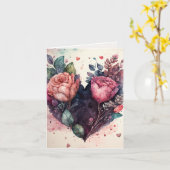 恋人へのバレンタインデーの花のハートカード カード (黄色い花)