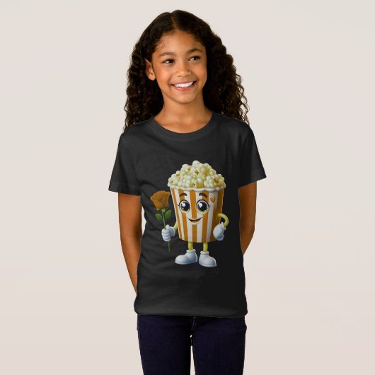 恋人への面白いポップコーンのデザイン Tシャツ (正面フル)