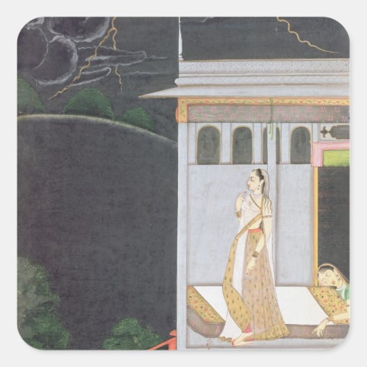 恋人を待っている女性 スクエアシール (正面)