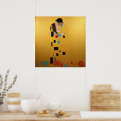 恋人キスイン金ゴールド&ブリリアントカラー❤️ヴィンテージ ポスター (キッチン)