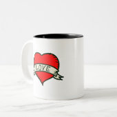 恋人ハート図形スケッチ ツートーンマグカップ (正面左)