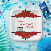 恋人バラ ペーパープレート (パーティー)