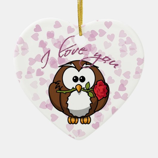 恋人フクロウ セラミックオーナメント (正面)