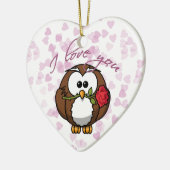 恋人フクロウ セラミックオーナメント (左)