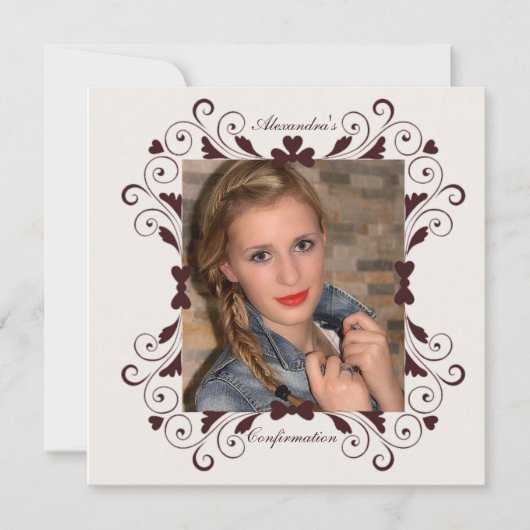 恋人フレームの写真の確認の招待状 招待状 (正面)