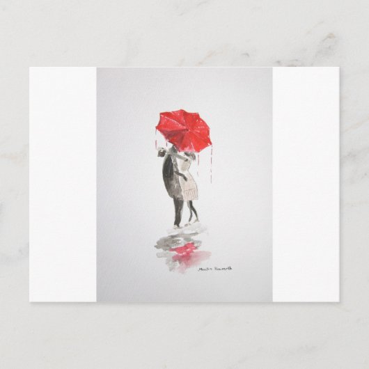 恋人同士キスをする ポストカード (正面)