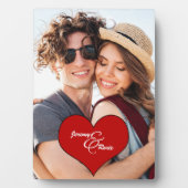 恋人赤いハート名写真 フォトプラーク (正面)