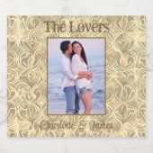 恋人金ゴールドタロットカードカップル名と写真 スパークリングワインラベル (シングルラベル)