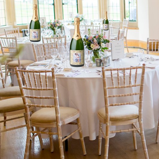 恋人金ゴールドタロットカードカップル名と写真 スパークリングワインラベル