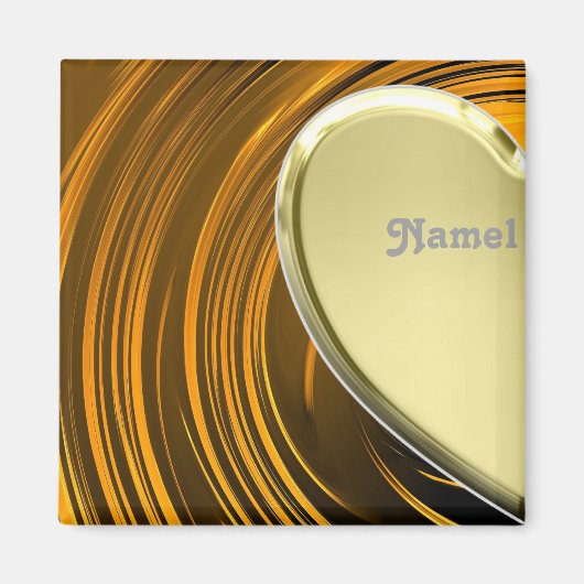 恋人1ハーフゴールデンハート マグネット (正面)