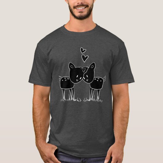 恋人 カップル 愛 動物 友達 Tシャツ (正面)