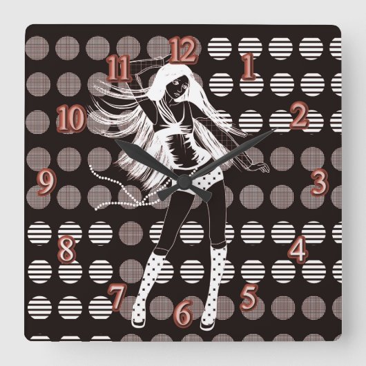 恋人 スクエア壁時計 (正面)