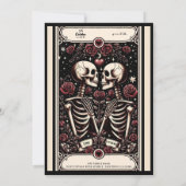 恋人 タロット スケルトン ラブ 赤いバラ ウェディング 招待状 (裏面)