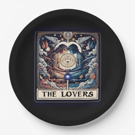 恋人 タロット 天の男と女 ソウルメイト ペーパープレート (正面)
