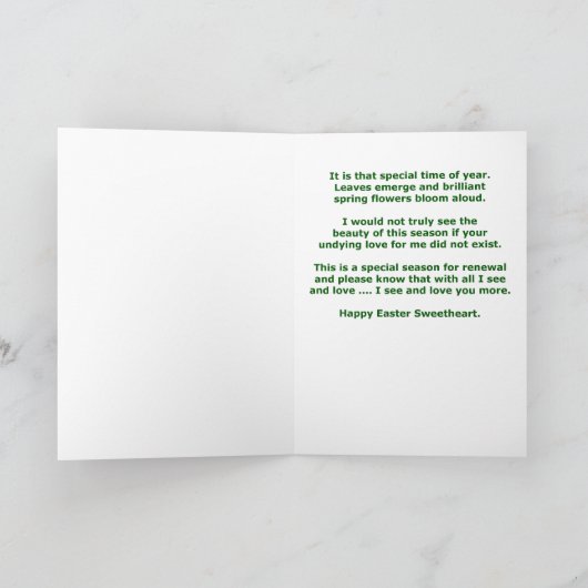 恋人、ボーイフレンド、ガールフレンドのためのハッピーイースターカード シーズンカード (内部)