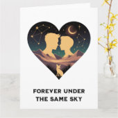 恋愛と狐の宇宙的ハートアート カード (黄色い花)