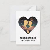 恋愛と狐の宇宙的ハートアート ノートカード (正面)