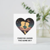 恋愛と狐の宇宙的ハートアート ポストカード (スタンド正面)